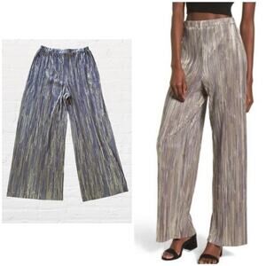 Leith pleated metallic wide leg pants